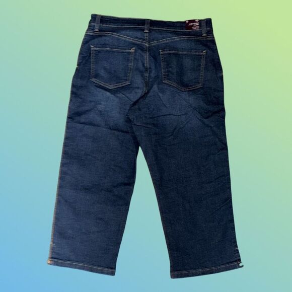 NWT Gloria Vanderbilt Dark Wash Slit Hem Denim Capris Size 10 #27 - Picture 3 of 6